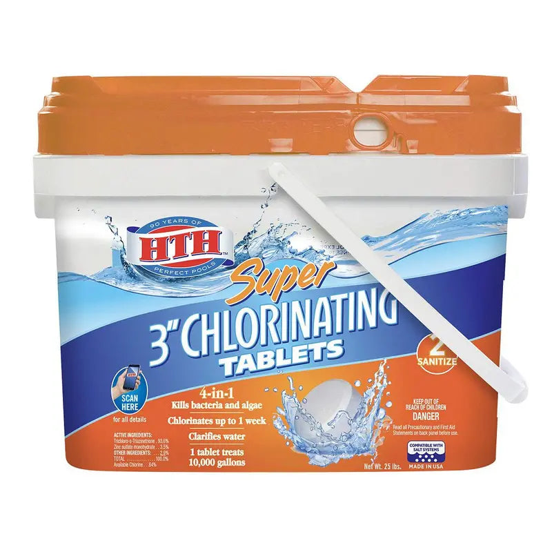 HTH Super 3-Inch Chlorinating Tablets – 25 lb Pool Sanitizing Pack