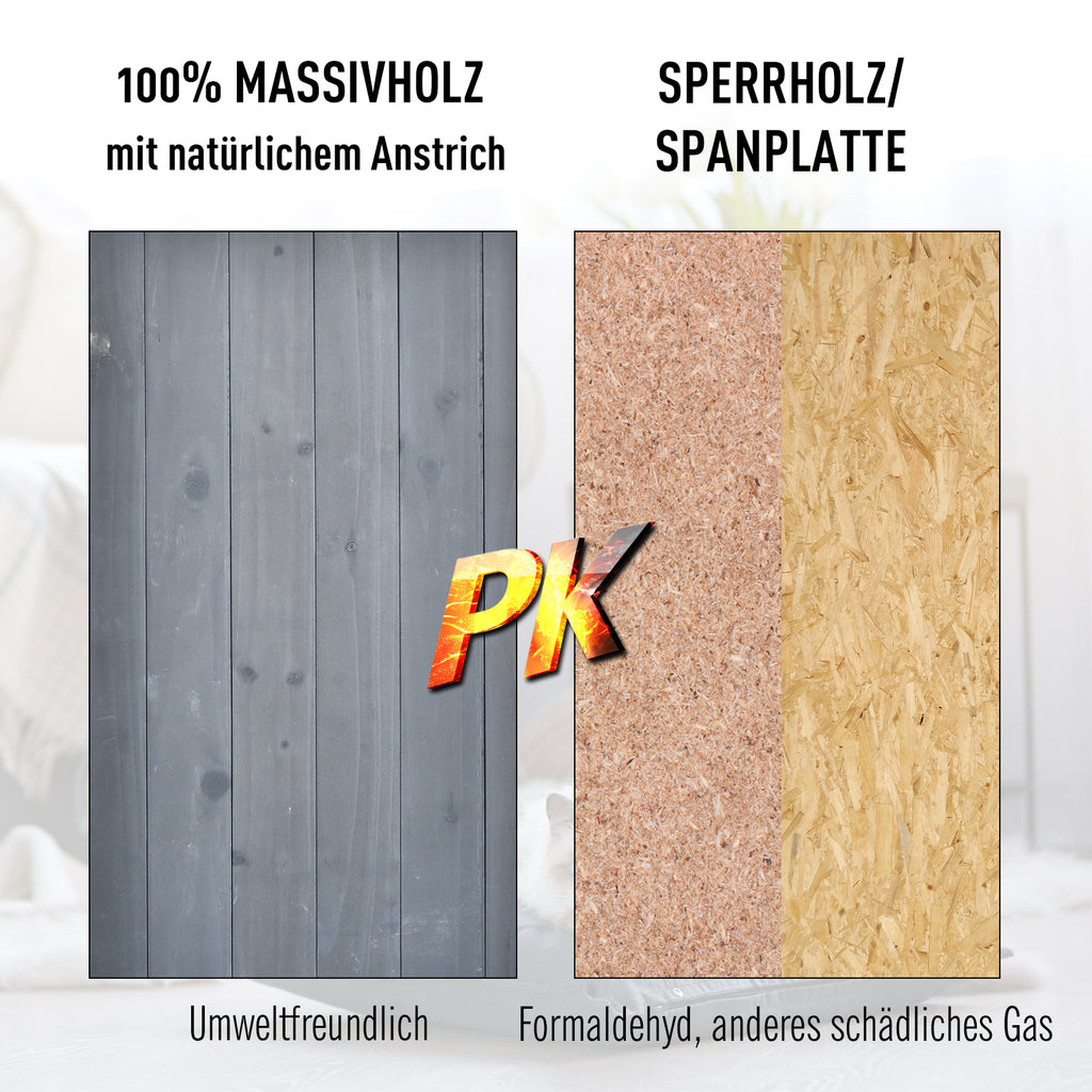 PawHut Katzenhaus für Katzenbett oder Katzentoilette, Katzenschrank, Katzenklo Indoor, Tannenholz, Asphaltdach, Grau, 59 x 55 x 109 cm