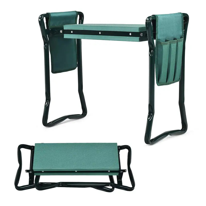Portable Garden Kneeler & Seat – Foldable Stool with EVA Foam Cushion and Dual Tool Pouches
