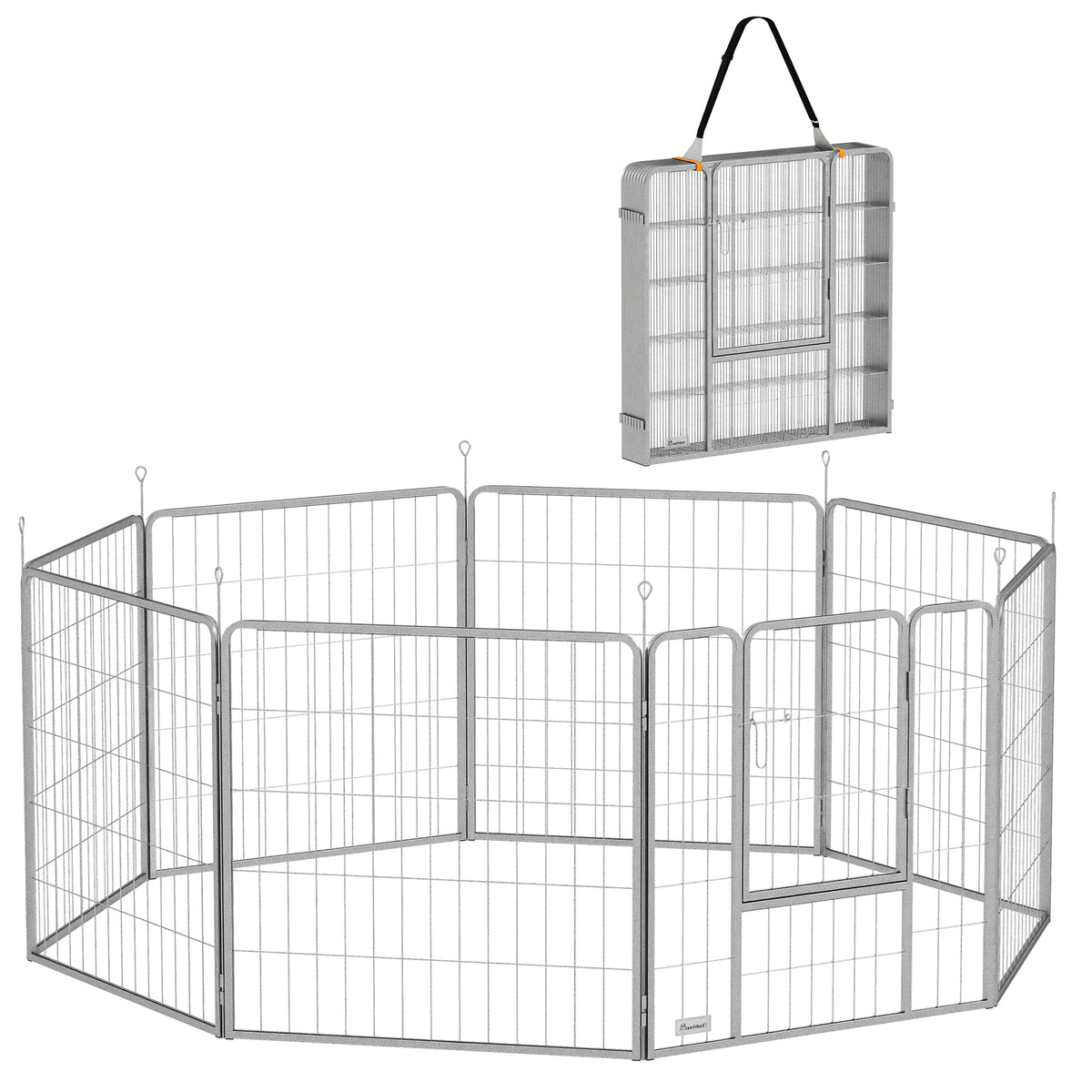 PawHut Haustiergehege, Hundezaun, Haustierspielplatz, flexibel anpassbar, rostfreier Stahl