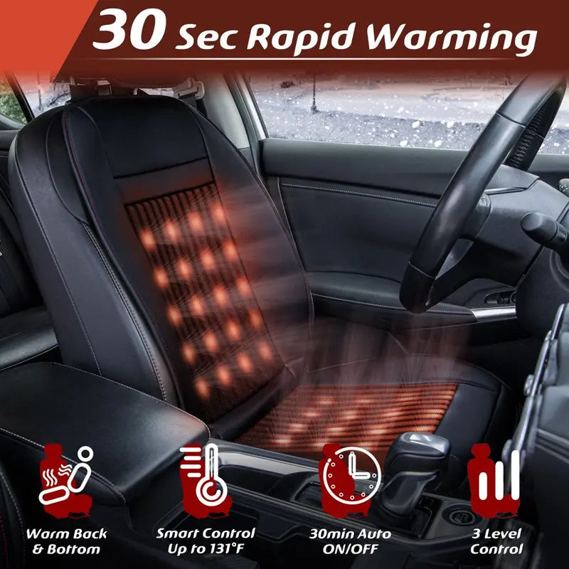 Paffenery 3-in-1 Heated Cooling Car Seat Cover with Massage, Universal Fit, Leather, 12-24V