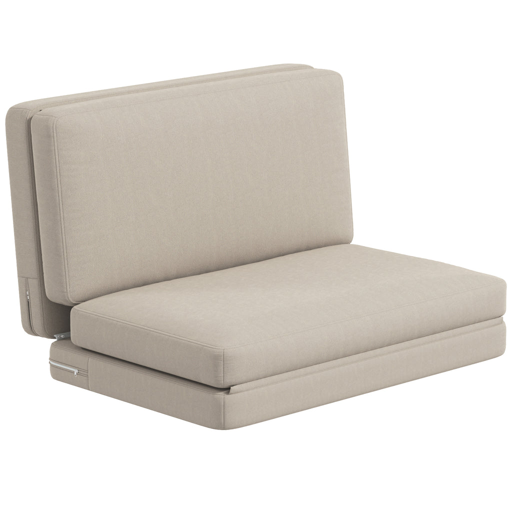 HOMCOM 2-in-1 faltbarer Relaxsessel, Gästematratze, teilbar, 120 cm breit, Beige