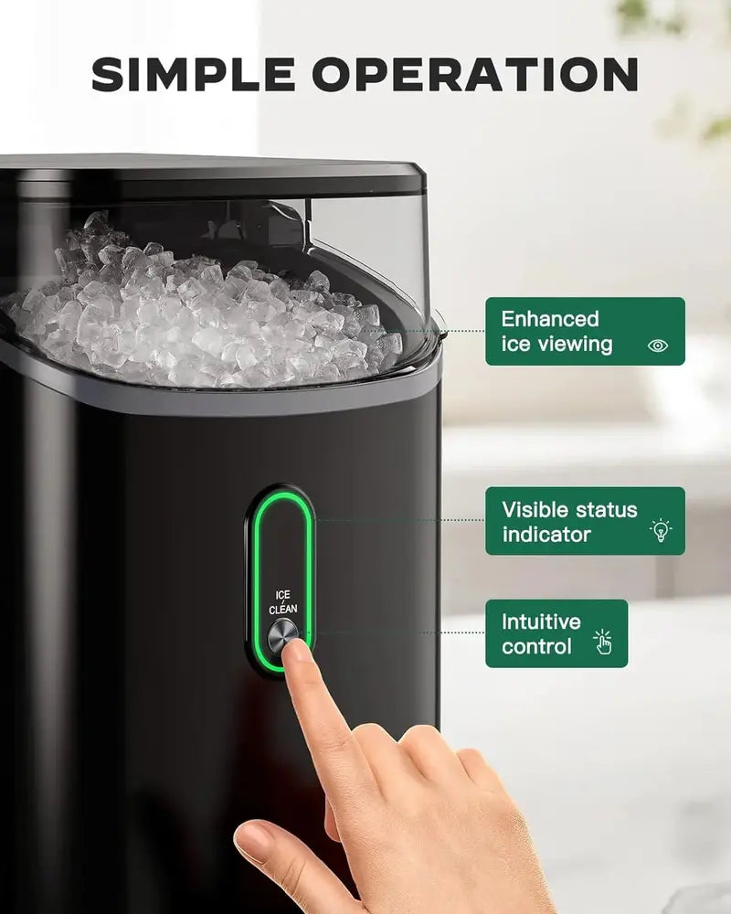 Silonn Countertop Nugget Ice Maker – 33 lbs/Day Pebble Ice, One-Touch Operation, Self-Cleaning Function
