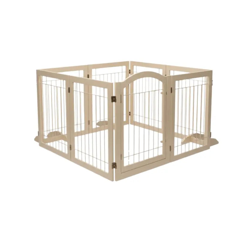Modular Pet Gate and Playpen with Removable Panels and Walk-Through Door