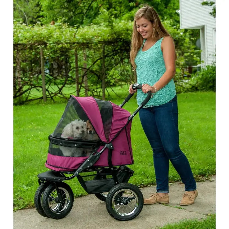 No-Zip Double Pet Stroller – Boysenberry