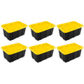 Sterilite 17 Gal Industrial Stackable Storage Tote Lidded Container, 6 Pack