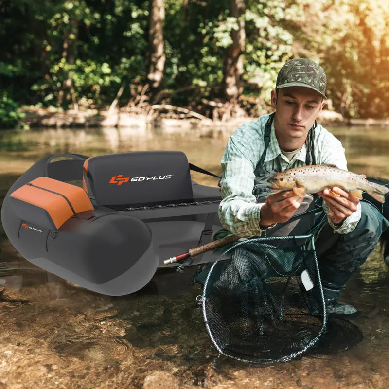 Inflatable Fishing Float Tube with Waterproof Storage Compartments