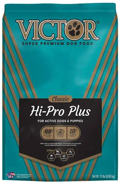 Victor Hi-Pro Plus Dry Dog Food, 15 lb – High-Protein, Grain-Free Formula