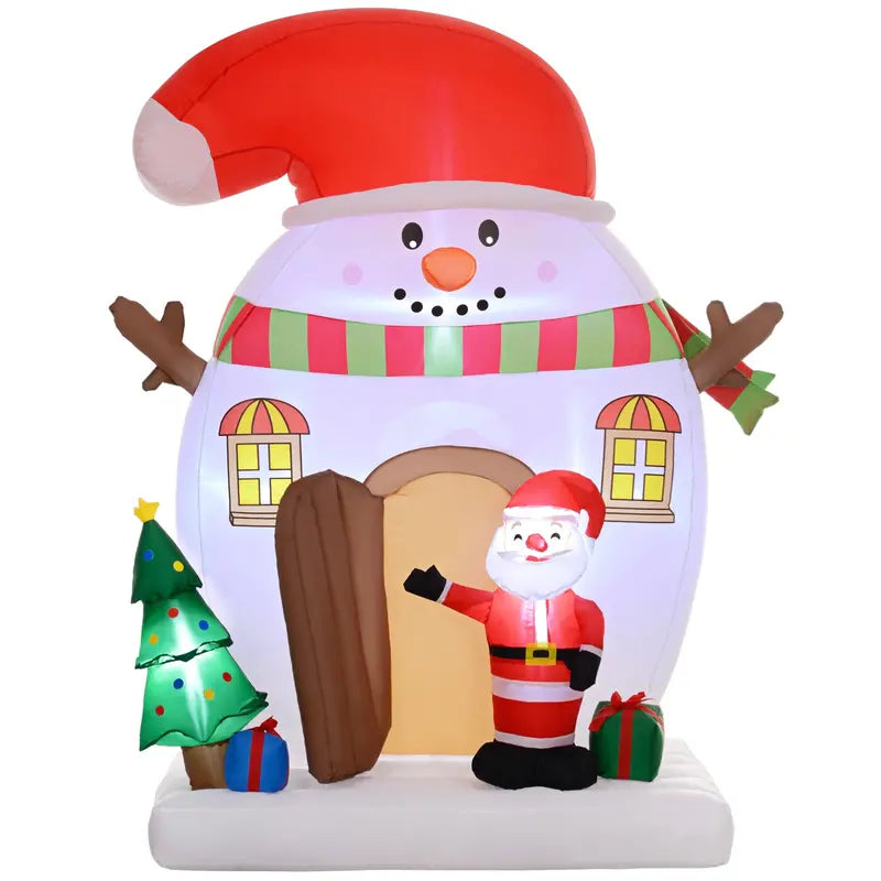 Outsunny 7.5FT Inflatable Christmas Set with Santa, Snowman, House & LED Lights – Indoor/Outdoor