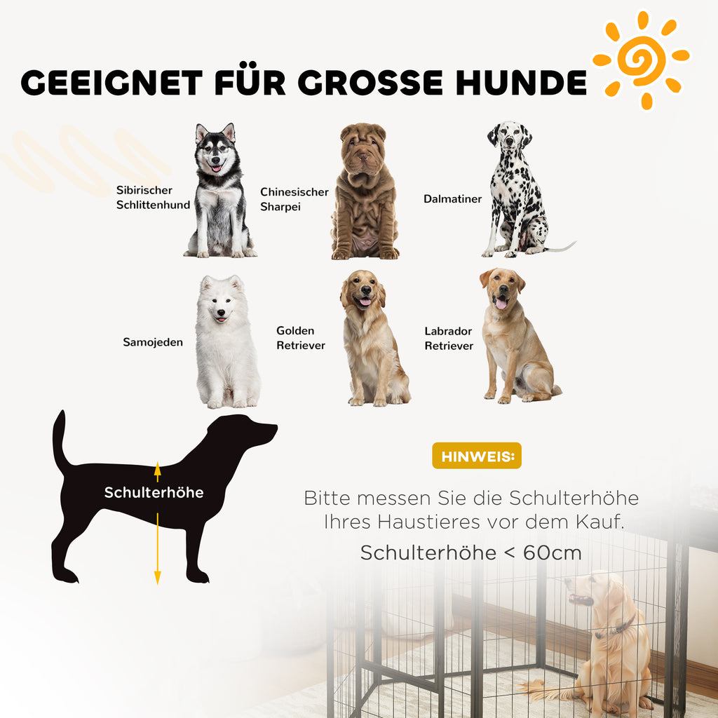 PawHut Laufstall für Hunde mit 6 Paneelen, robust, mit sicherer Tür, für drinnen und draußen, für Garten, Camping, 100 cm hoch