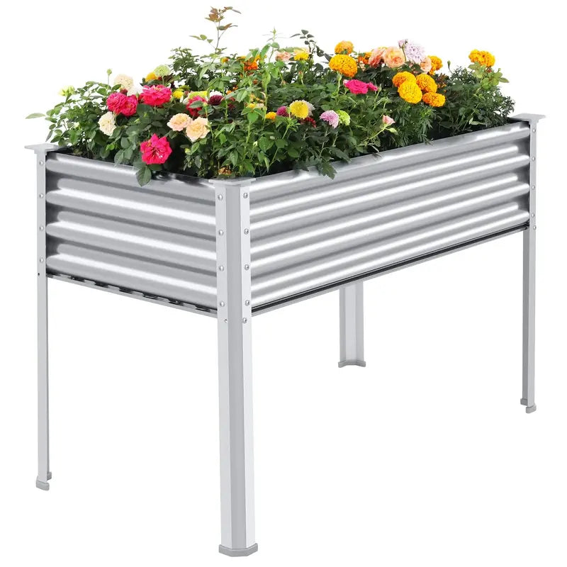 Land Guard Galvanized Steel Raised Garden Bed with Adjustable Height Legs