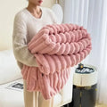 Soft Striped Fluffy Throw Blanket for Couch or Bed