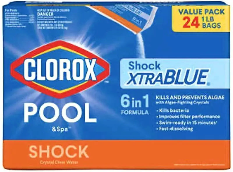 XtraBlue Pool Shock & Algaecide – 1-Pound Bag, 24-Pack for Hot Tubs, Spas, and Swimming Pools
