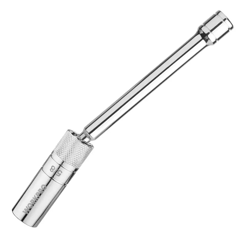 WORKPRO 5/8″ Magnetic Swivel Spark Plug Socket – 3/8″ Drive, 8″ Total Length