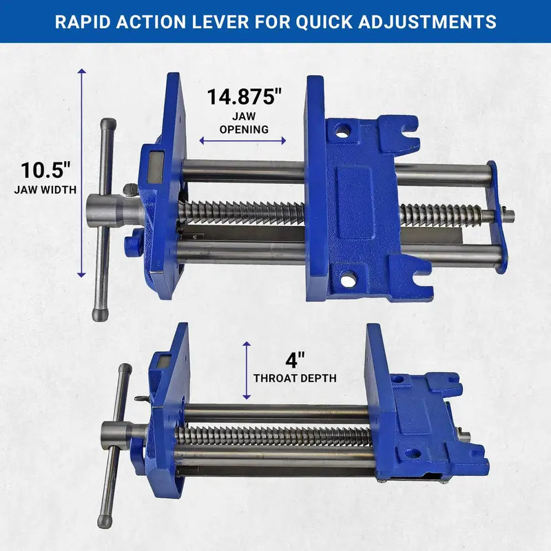 Yost Vises M10WW 10-Inch Rapid Action Woodworking Vise, Cast Iron, Chrome-Plated Handle, Steel Guide Rails