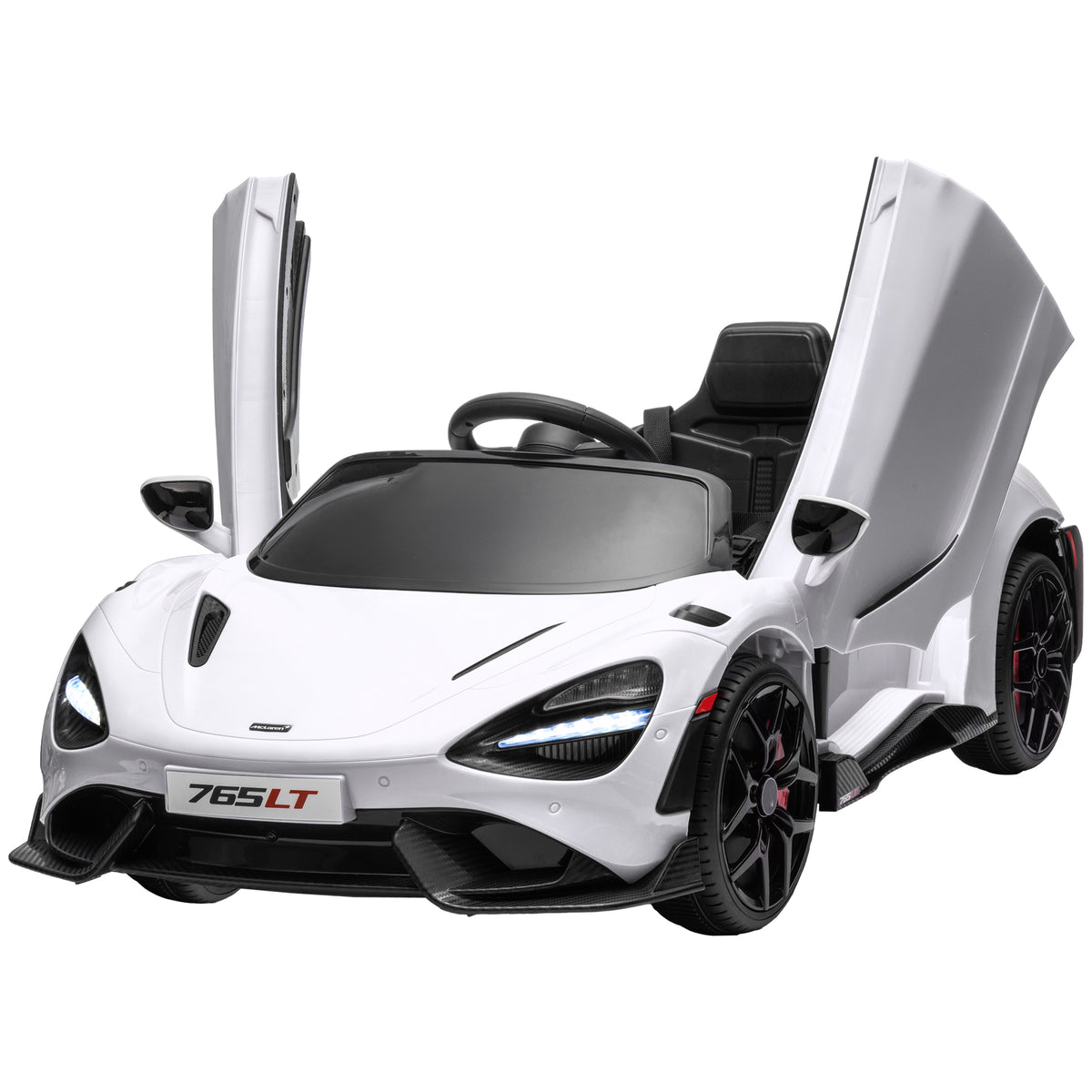 AIYAPLAY Kinder-Elektroauto mit Flügeltüren, fernsteuerbar, mit sanftem Antrieb und LED-Lichtern, Weiß