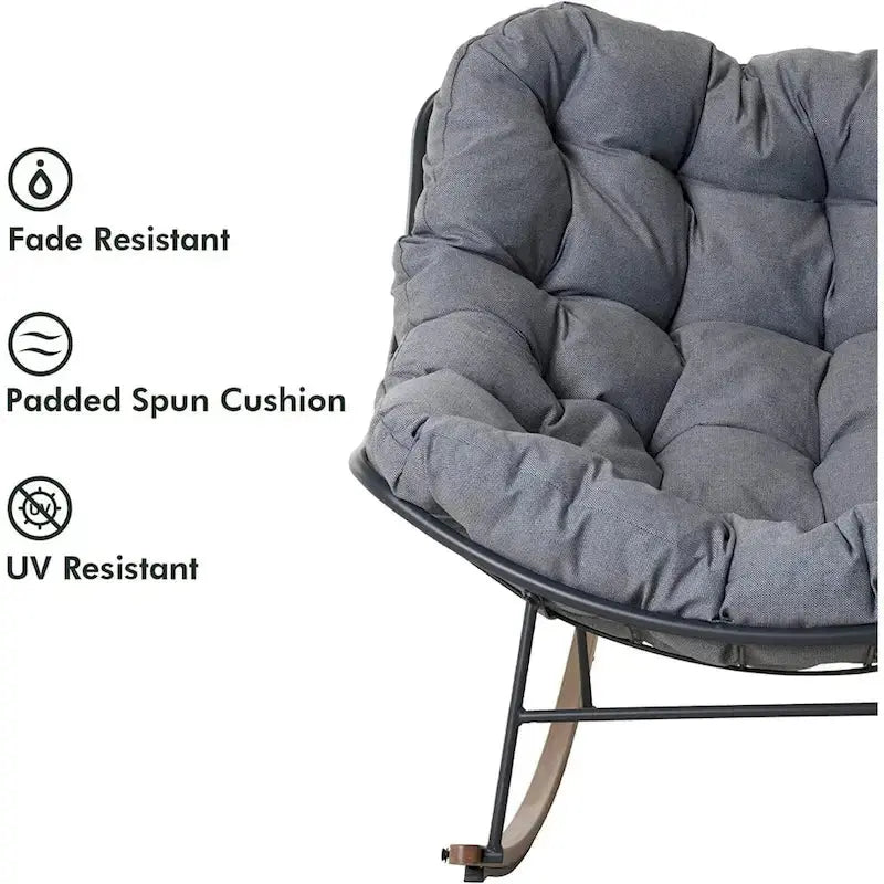 Oversized Outdoor Rocking Egg Chair – Indoor/Outdoor Lounge with Cushioned Upholstery