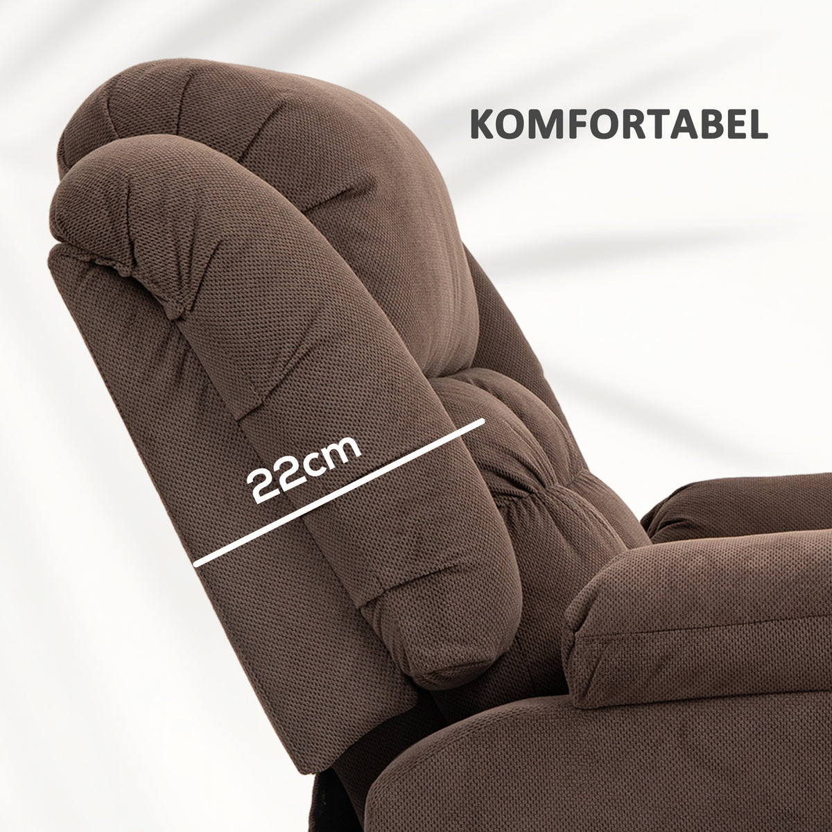 HOMCOM Aufstehsessel mit Massagefunktion und Lendenheizung, Recliner-Sessel mit Fernbedienungen und Seitentaschen, Dunkelbraun