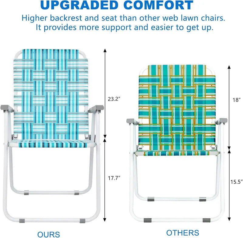 VINGLI 2-Piece Outdoor Folding Chair Set – Webbed Patio Lawn Chairs for Beach, Camping, or Backyard Use