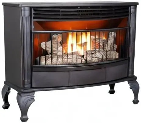 Vent-Free Dual-Fuel Freestanding Fireplace – 25,000 BTU with Built-In Thermostat