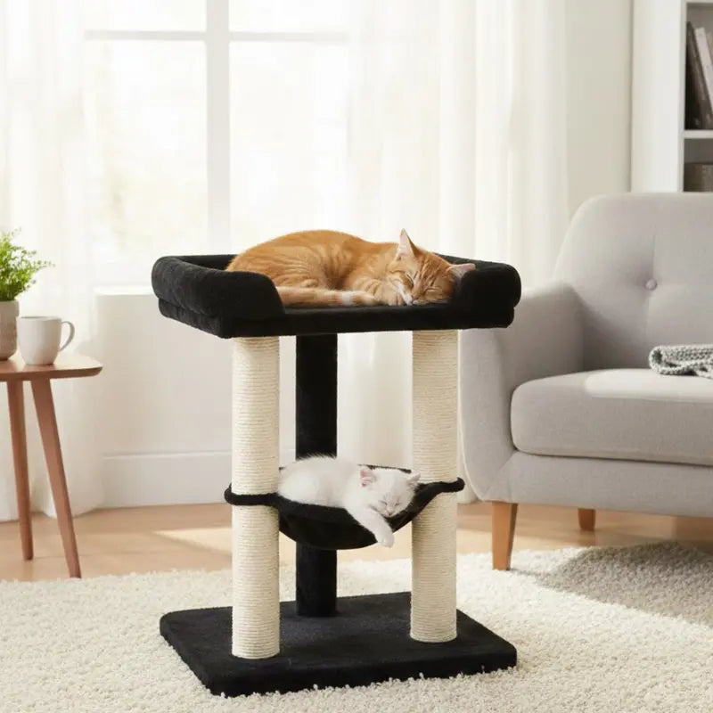Modular Cat Tree with Sisal Wraps, Cozy Bed, and Hanging Hammock