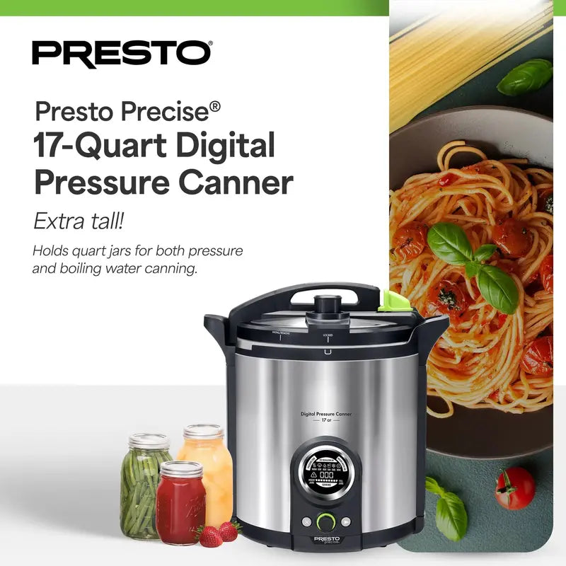 Presto Precise 17-Quart Stainless Steel Electric Pressure Canner – Energy-Efficient & Safe