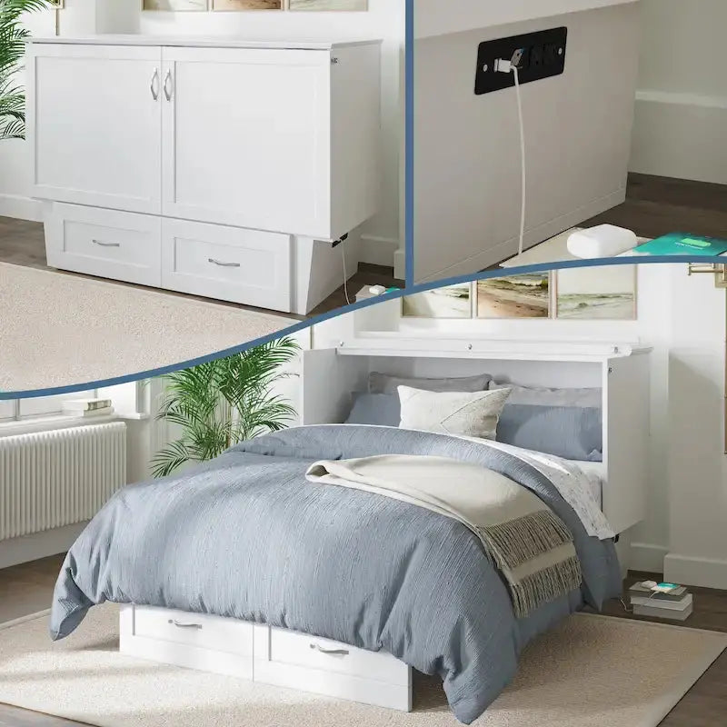 Monroe Full-Size Murphy Bed with Integrated Chest & Memory Foam Mattress