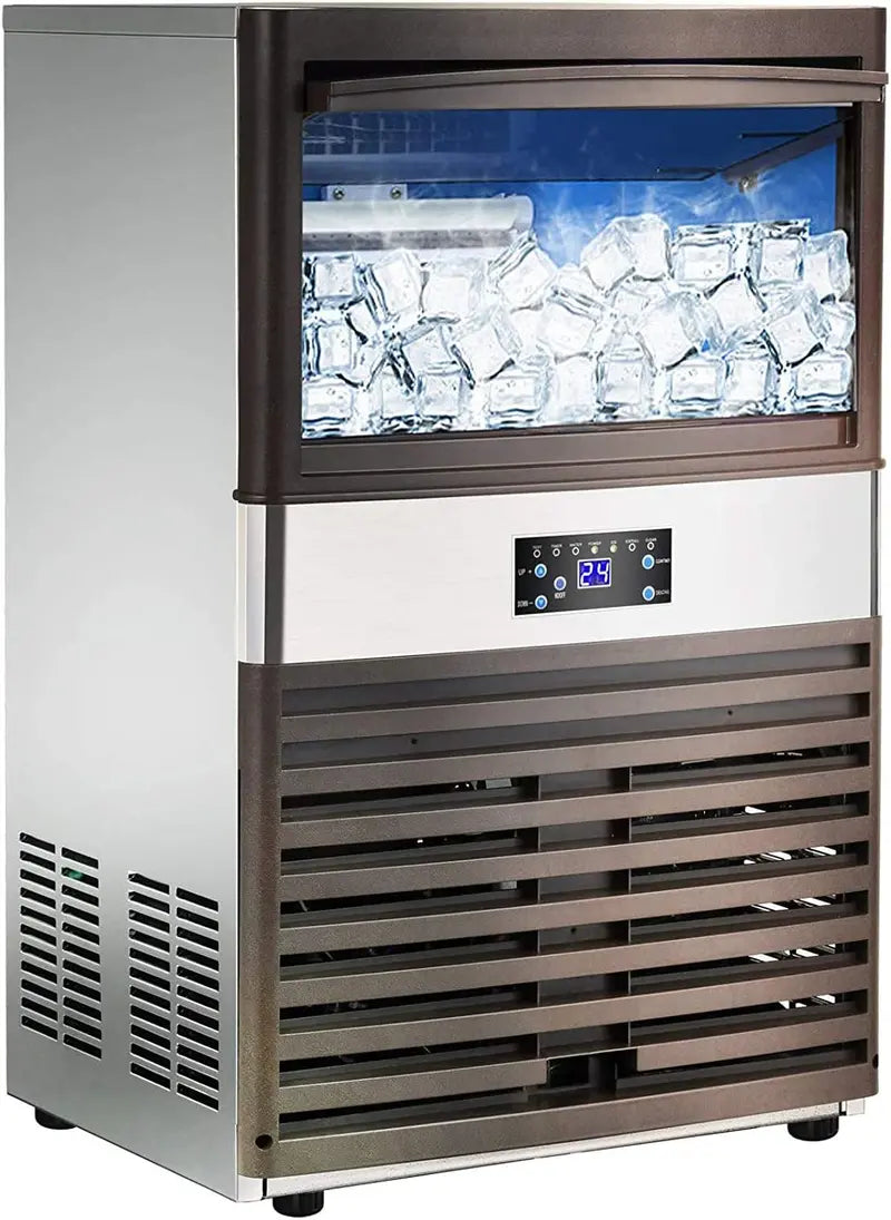 YUTGMasst Commercial Ice Maker — 110 lbs/24H Stainless Steel Freestanding Air-Cooled Ice Machine