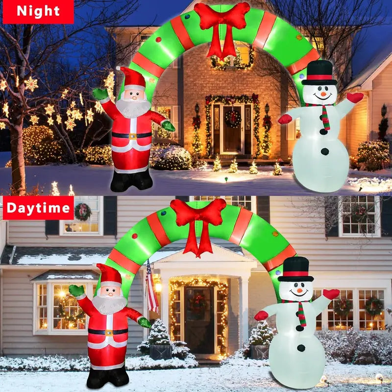 OILCUP 12FT Christmas Inflatable Archway with Santa & Snowman, Built-in LED Lights for Indoor/Outdoor Holiday Decor