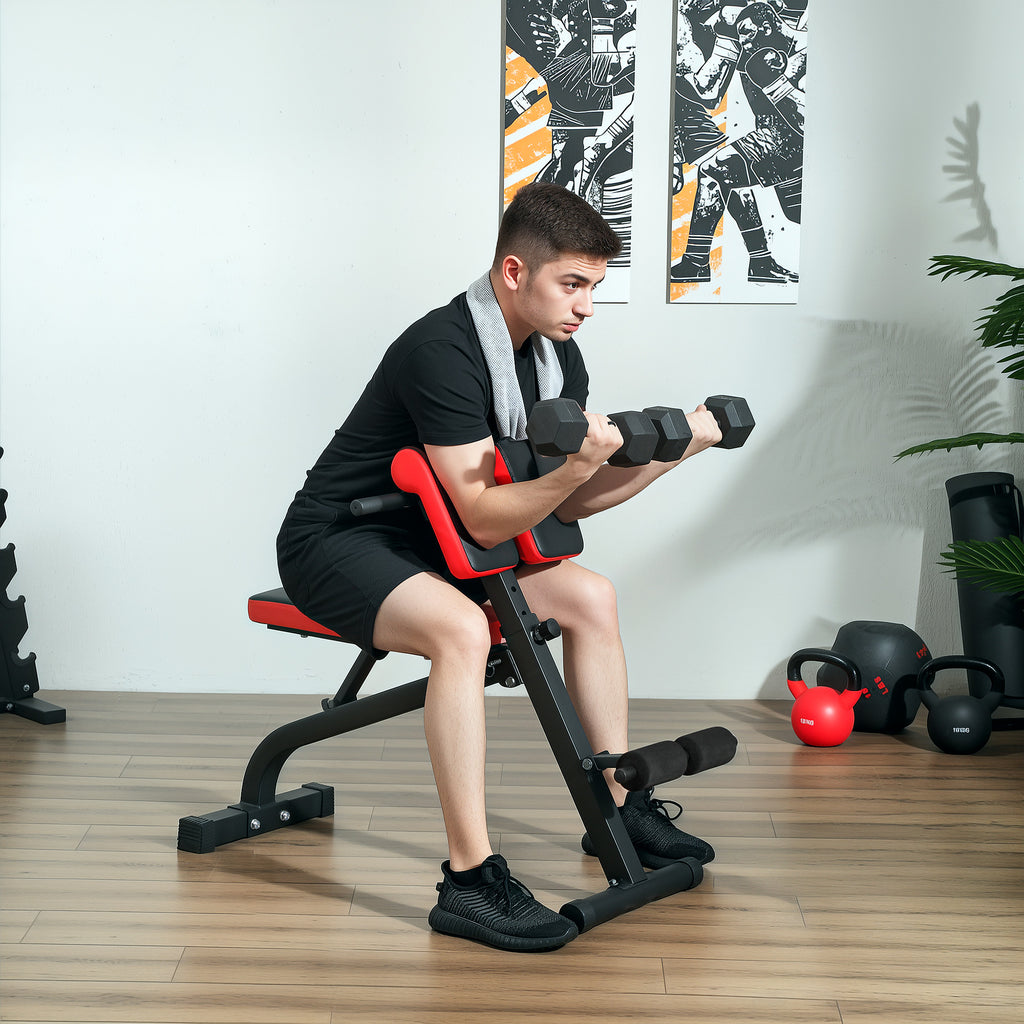 SPORTNOW Hantelbank, Multifunktions-Trainingsbank, Klappbar Fitnessbank, bis 120 kg belastbar, Stahl, Schwarz