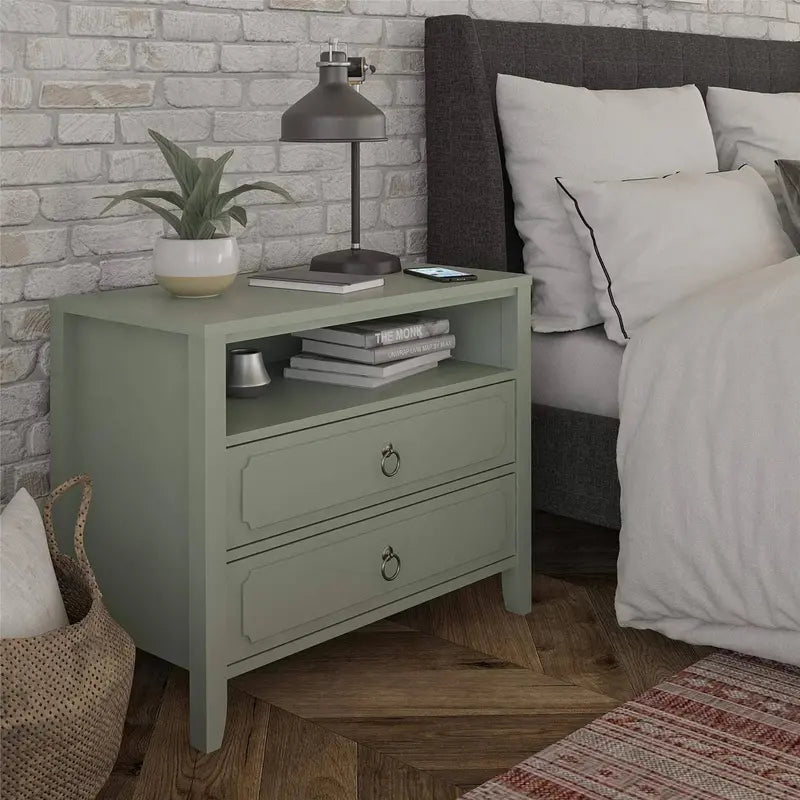 Green Drawer Nightstand for Bedroom Storage