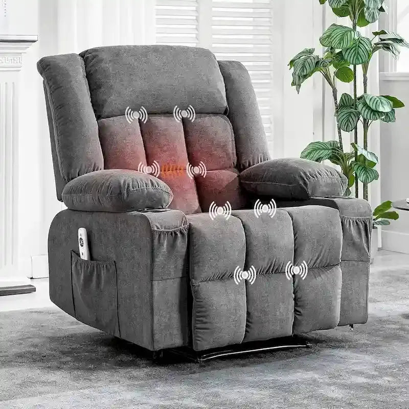 Power-Controlled Recliner with Built-in Heat and Massage Functions