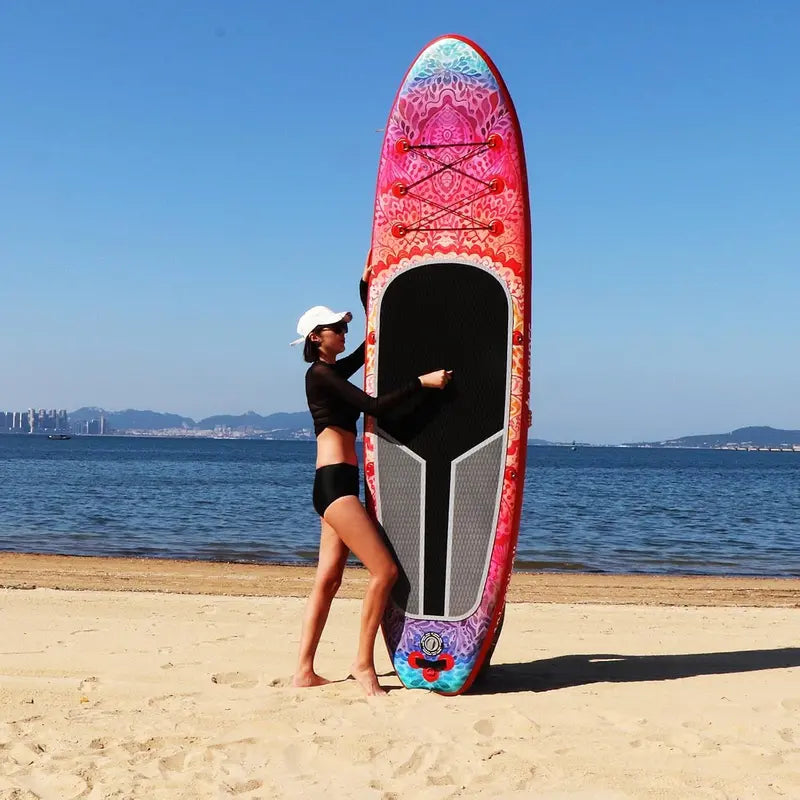 Wide Inflatable SUP Board Bundle – Comes with Carry Bag, Hand Pump, 10L Dry Bag & Height-Adjustable Paddle
