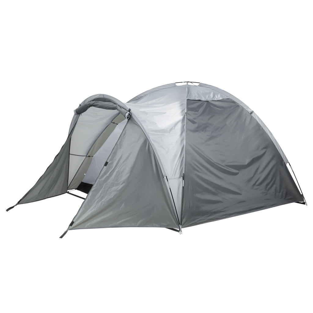 Outsunny Campingzelt für 2-3 Personen Glasfaser Tür mit Reißverschluss Meshfenster inkl. Transporttasche Kuppelzelt 190T Kunstleder2000mm Glasfaser Grau