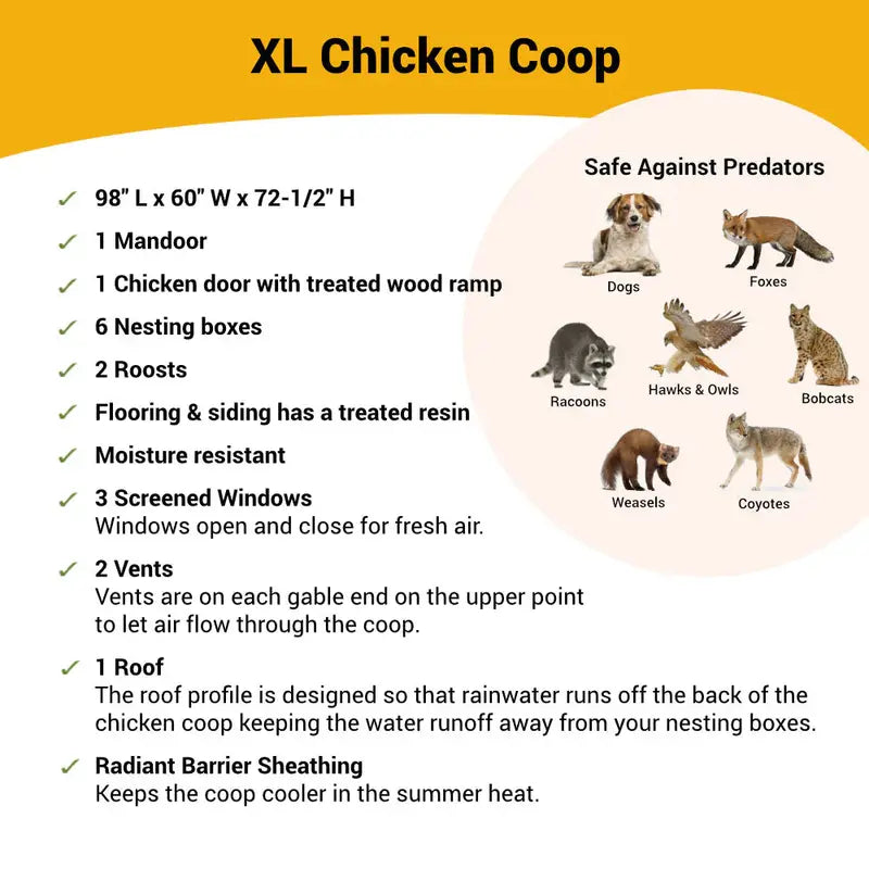 OverEZ XL Chicken Coop – Spacious Housing for Up to 20 Chickens