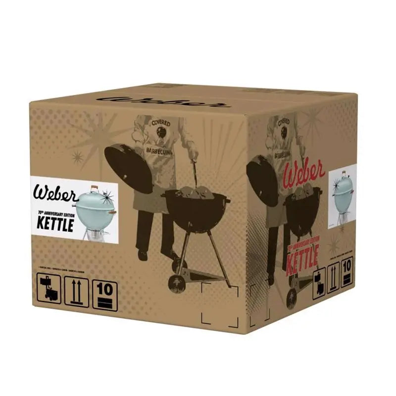 Weber 22-Inch Charcoal Grill – Rock N Roll Blue Kettle BBQ with Durable Porcelain-Coated Lid
