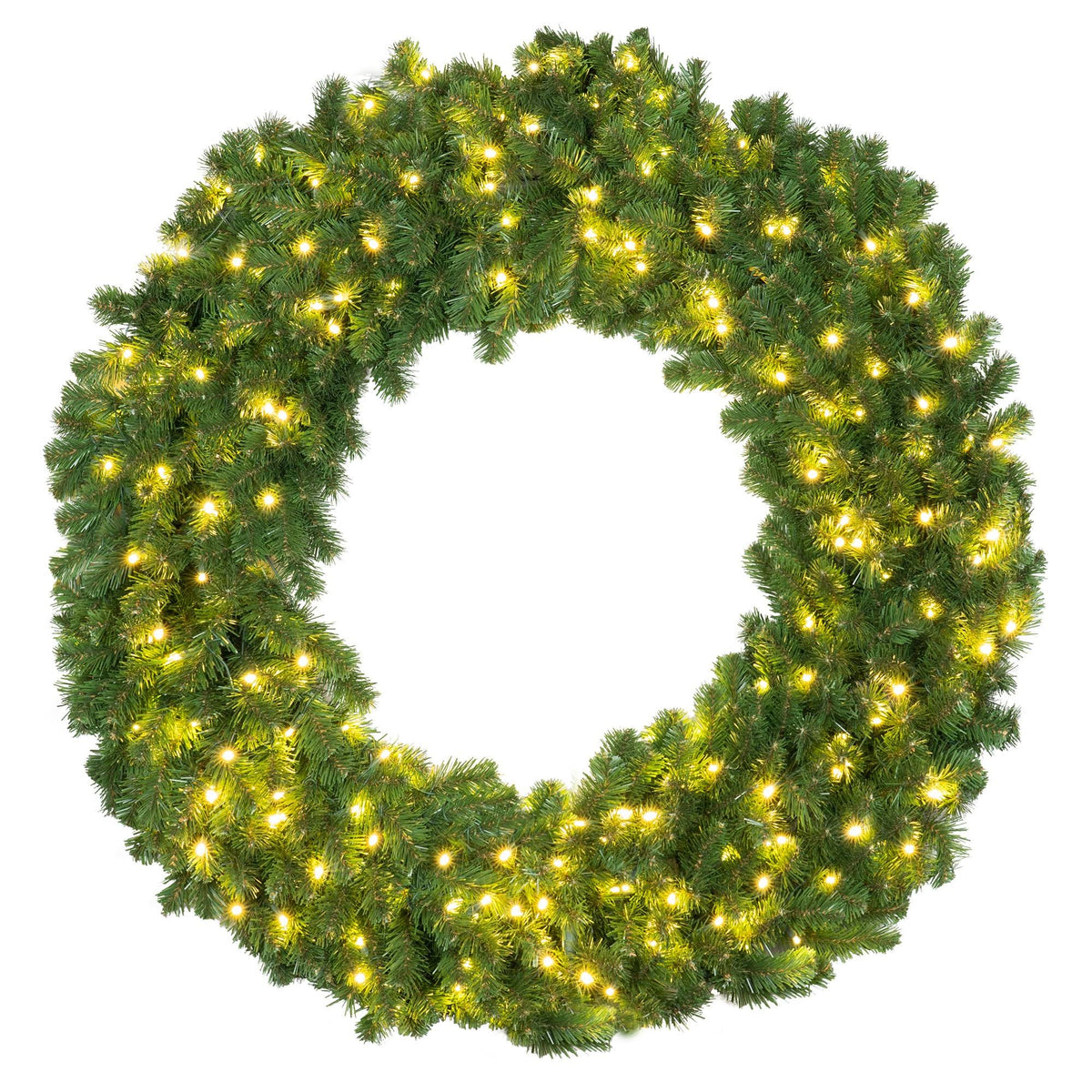 Red Sleigh 30" Prelit LED Sequoia Fir Commercial-Grade Traditional Christmas Wreath Warm White LED Lights