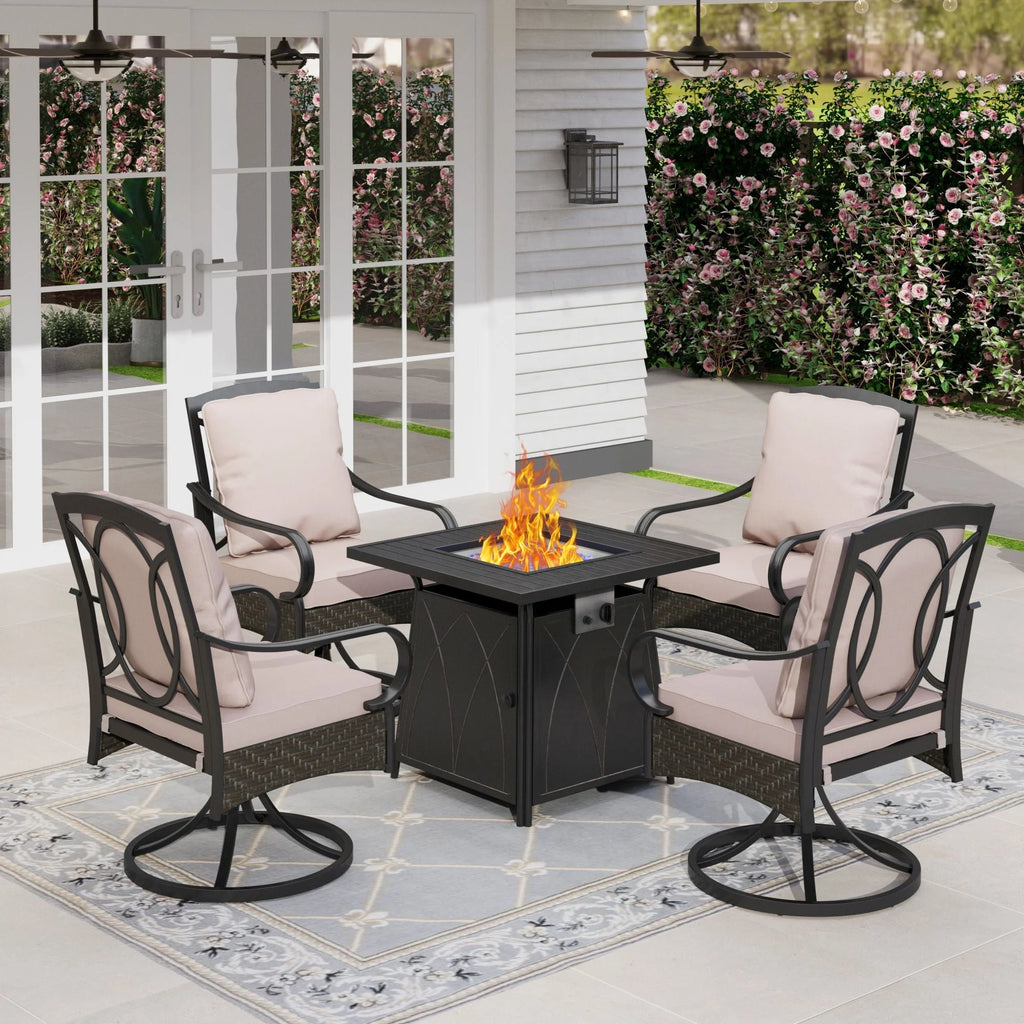 Sophia & William 37" Outdoor Square Dining Table with Steel Frame for 4 Chairs