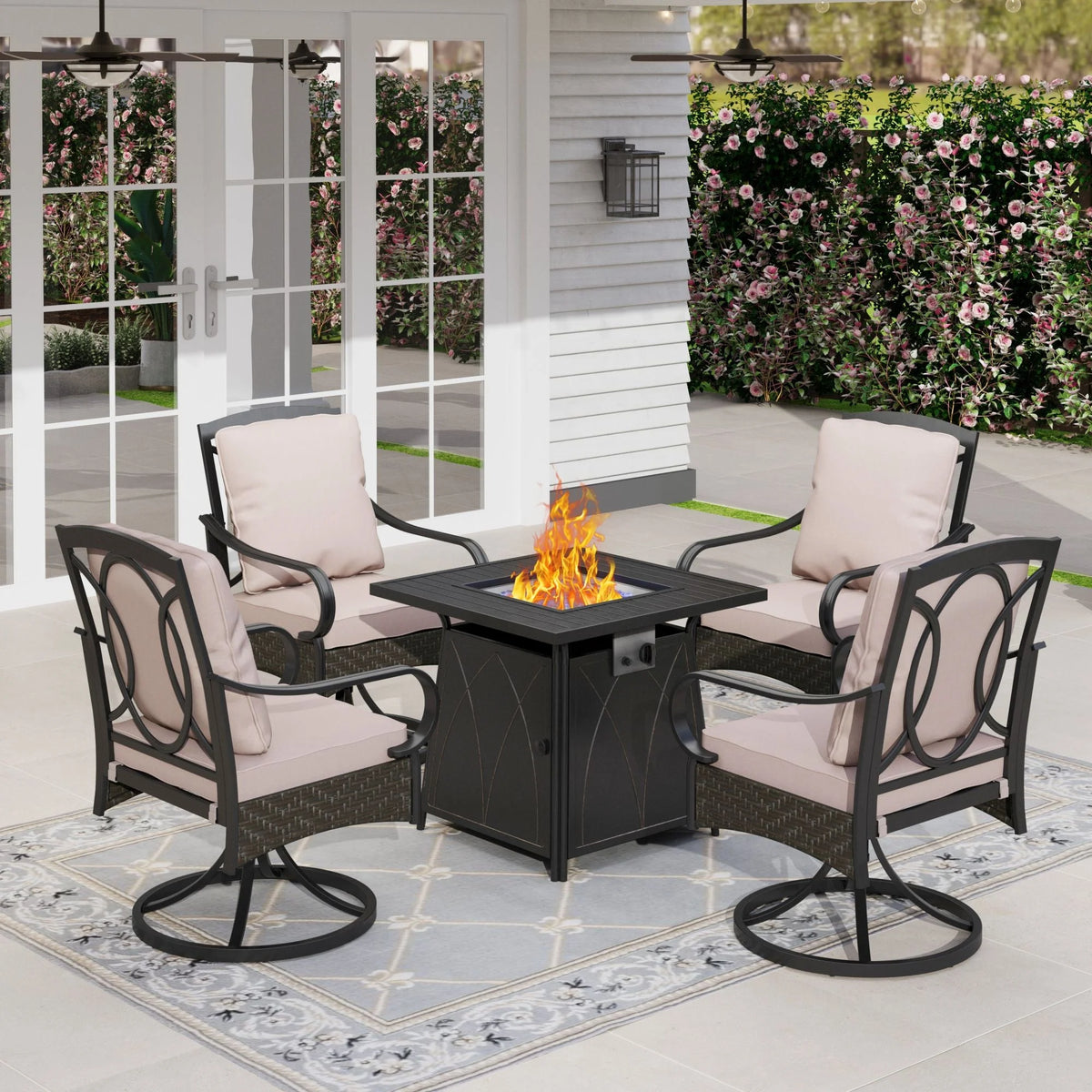 Sophia & William 37" Outdoor Square Dining Table with Steel Frame for 4 Chairs