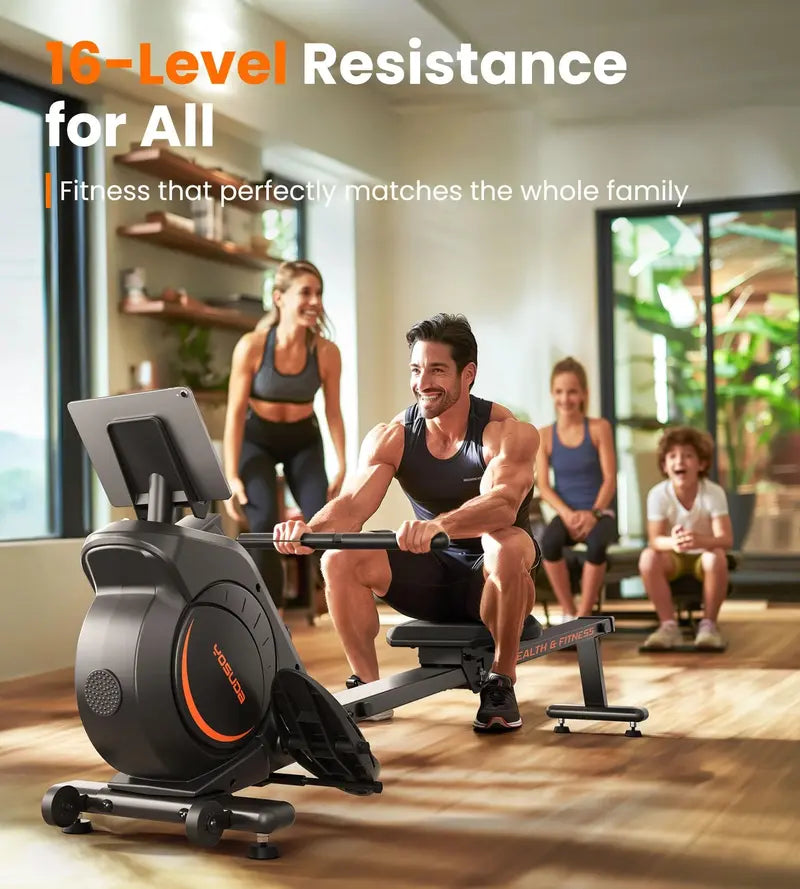 YOSUDA Magnetic Rowing Machine, 350 LB Capacity, Silent & Durable, LCD Monitor, Space-Saving Design