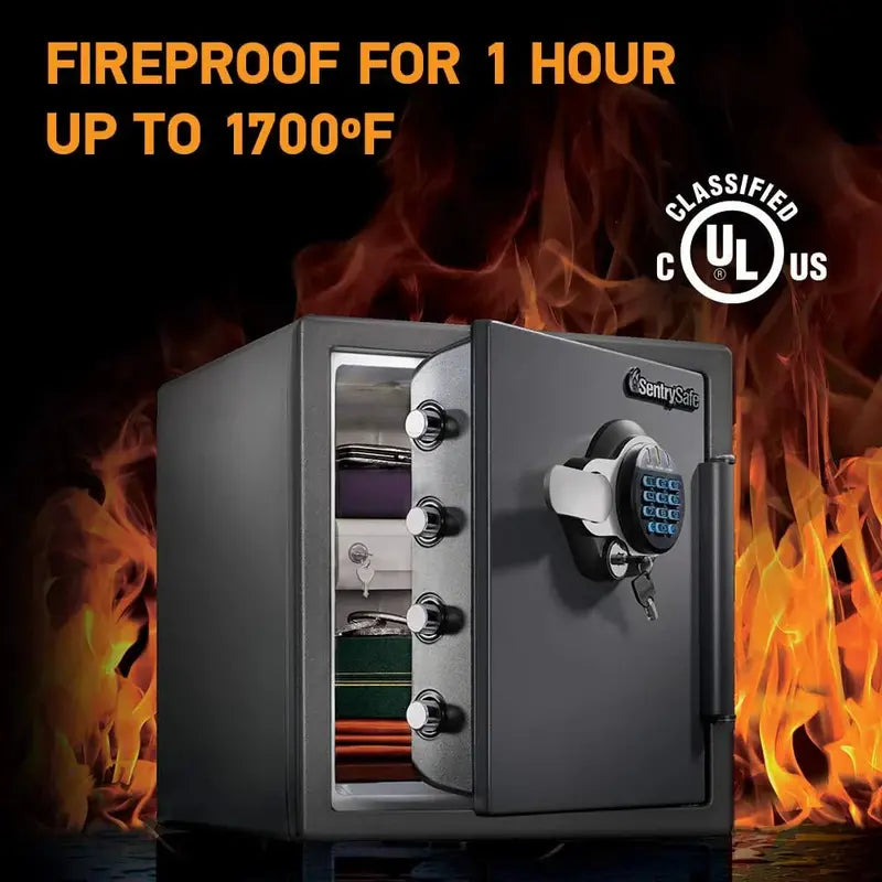 Weatherproof Key Lock Box with SentrySafe Fire & Water Resistant Safe – 1.23 Cu Ft Security Bundle