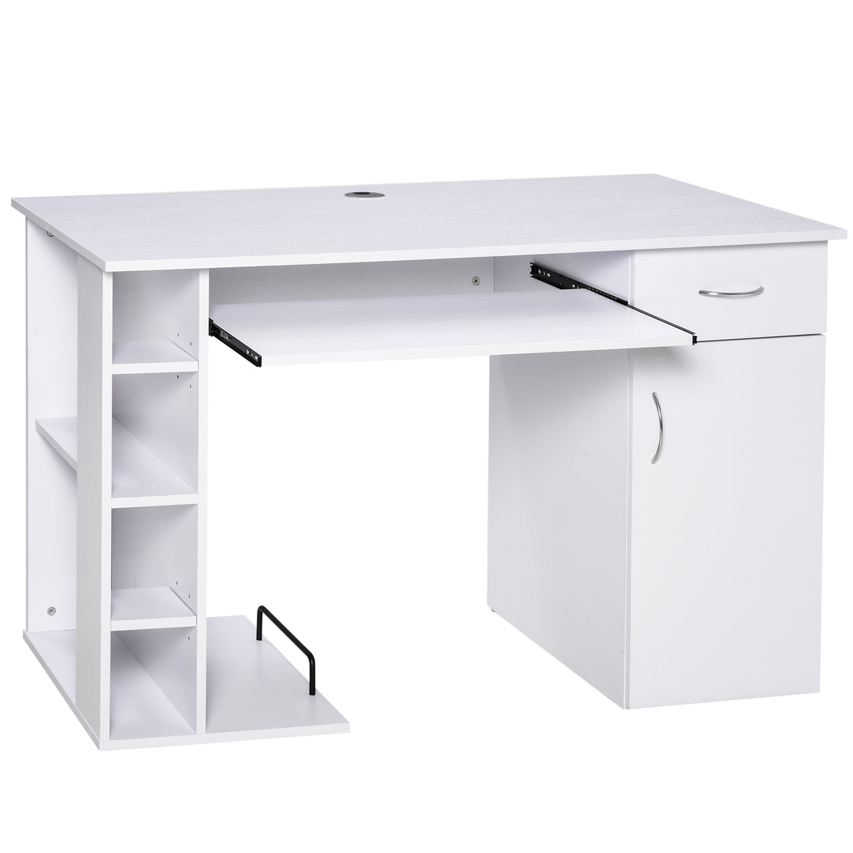 HOMCOM Computertisch Bürotisch Multimedia Schreibtisch mit Stauraum Schublade Tastaturablage MDF 120 x 60 x 74 cm Weiß