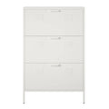 RealRooms Shadwick 3 Door Locker Style Metal Shoe Storage Cabinet, White