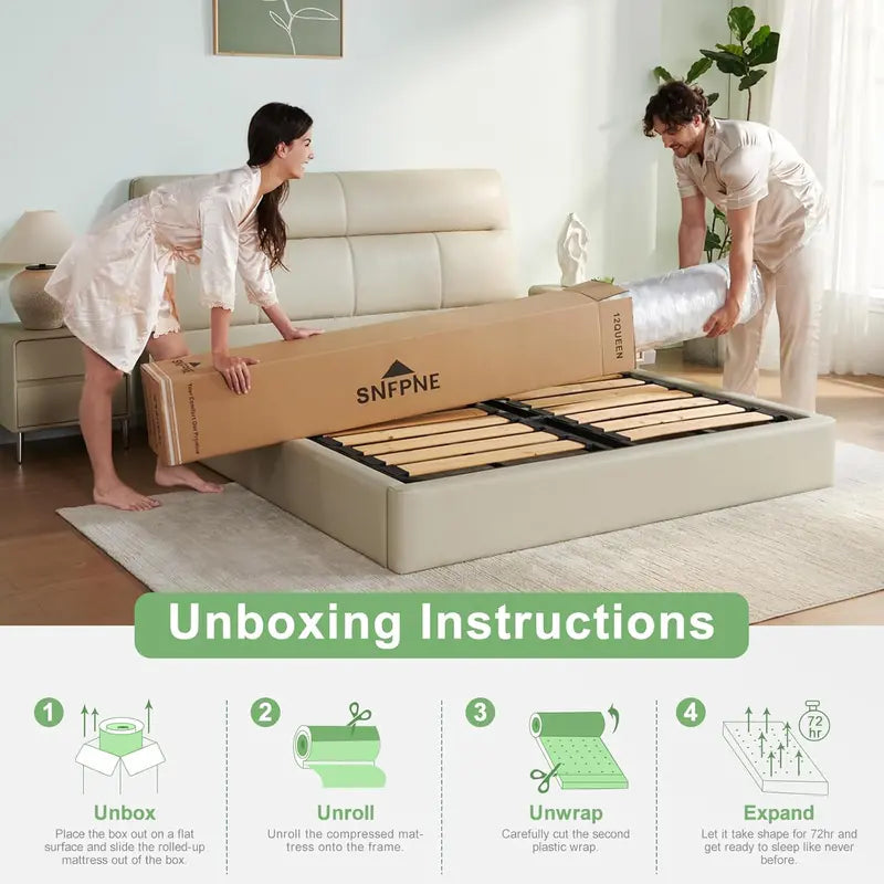 Queen Memory Foam Hybrid Mattress — 12-Inch Medium-Firm Sleep Surface with Pocket Coils & Temperature Control