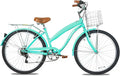 WEIZE 26″ Beach Cruiser Bike – 7-Speed Commuter Bicycle with Fenders, Rear Rack, Ergonomic Upright Frame & Comfort Saddle