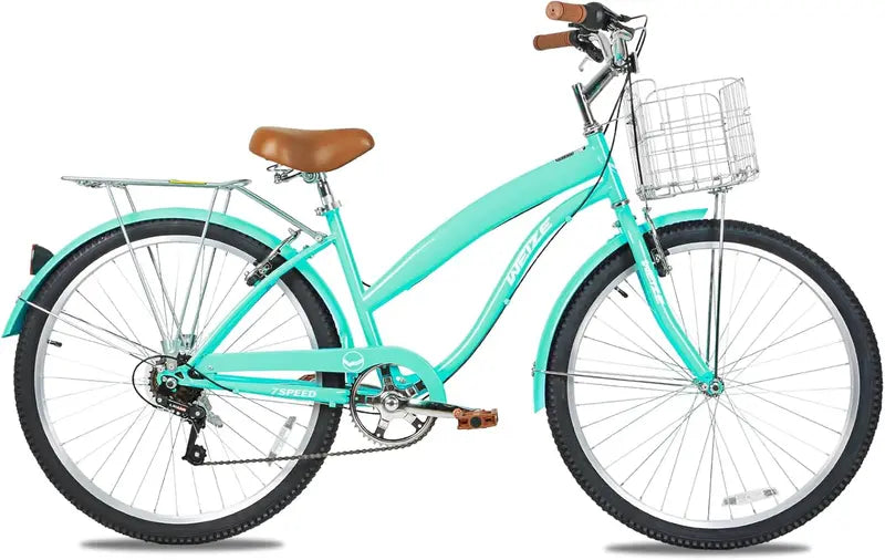 WEIZE 26″ Beach Cruiser Bike – 7-Speed Commuter Bicycle with Fenders, Rear Rack, Ergonomic Upright Frame & Comfort Saddle