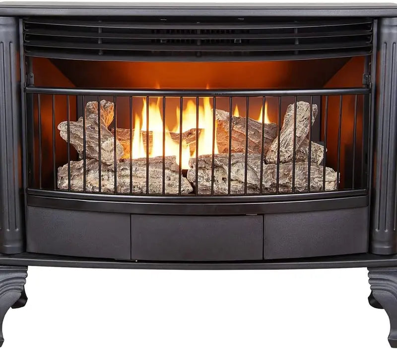 Vent-Free Dual-Fuel Freestanding Fireplace – 25,000 BTU with Built-In Thermostat