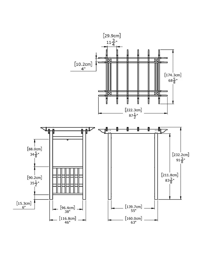 Vita 63″L x 46″W x 91″H Springport Vinyl Arbor, White, VA68146