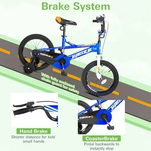 WEIZE Kids Bike 16-20 Inch for Ages 4-12, Coaster Brake, Multiple Colors