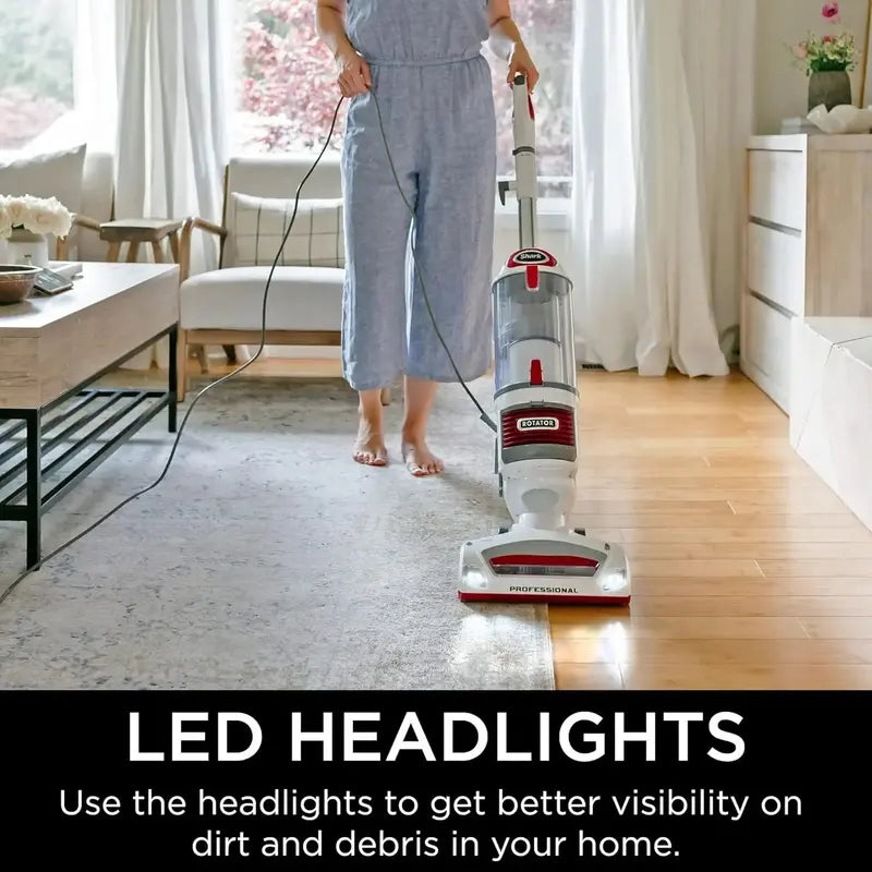 Shark NV501 Rotator Professional Lift-Away Vacuum – HEPA Filtration, Swivel Steering, LED Headlights, and Attachments (White/Red)